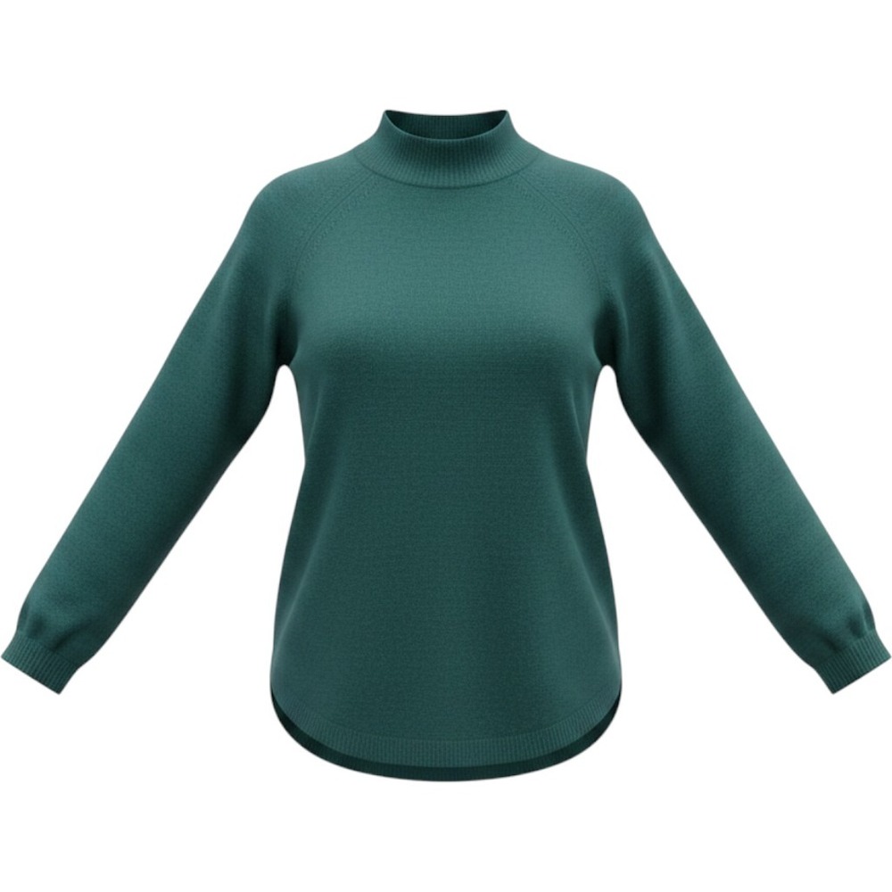 LOFT Sweater Womens Large Green Mock Neck Raglan Sleeve Curved Hem Knit Pullover